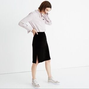 NWT Madewell Velvet Pencil Skirt Size 4 Black